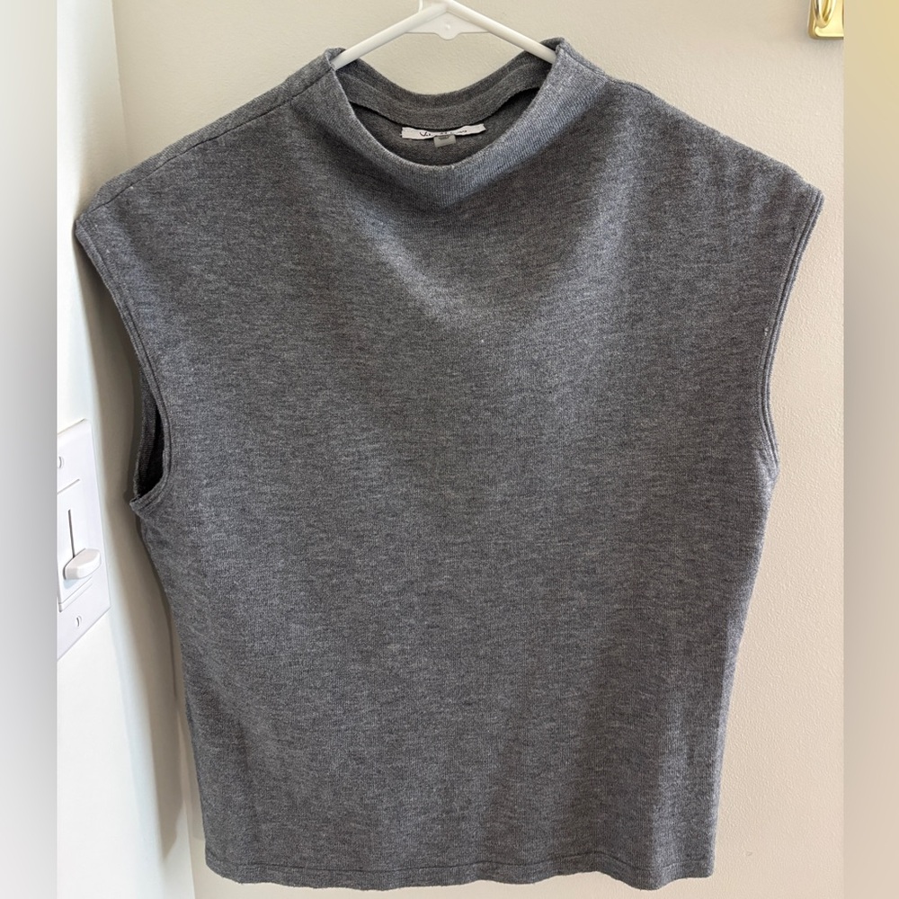 Gray Sleeveless Mock Neck Top
